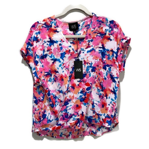 W5 Tops - W5 Women's Vibrant Pink and Blue Blouse